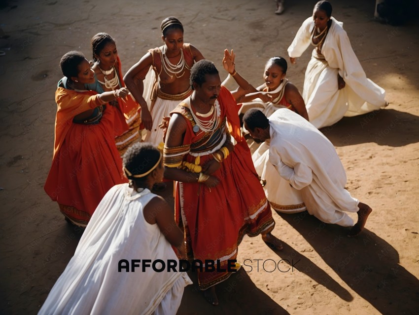 A group of people in traditional African garb