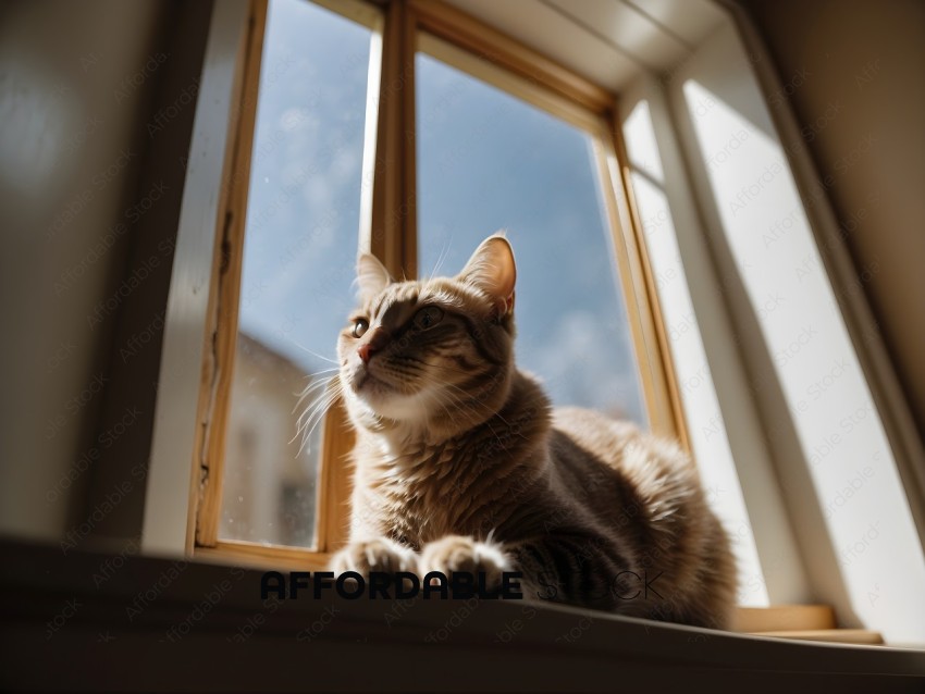 A cat sitting on a windowsill