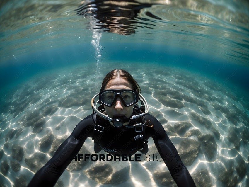 Diver in Black Wetsuit and Goggles