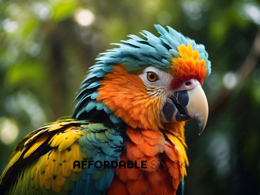 A colorful parrot with a blue head