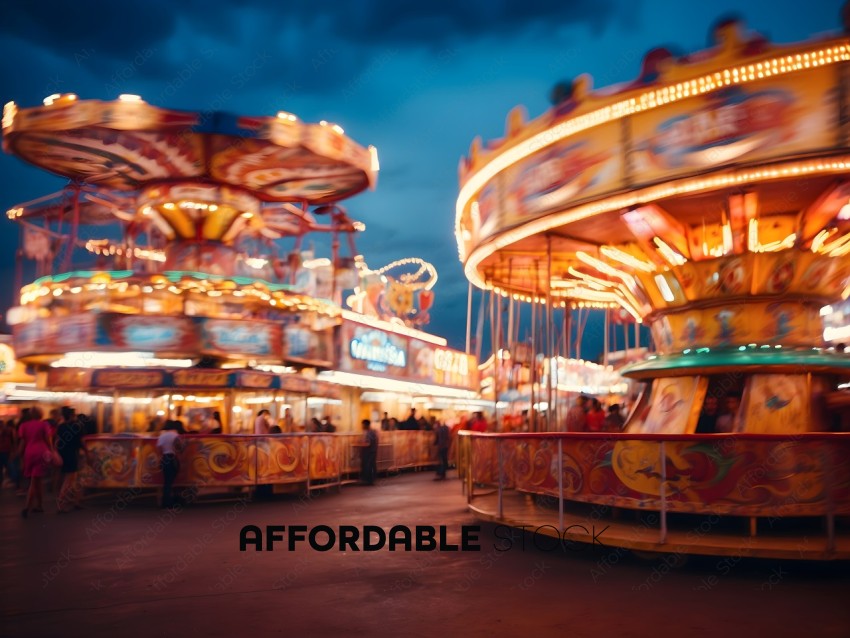 Amusement Park Rides at Night