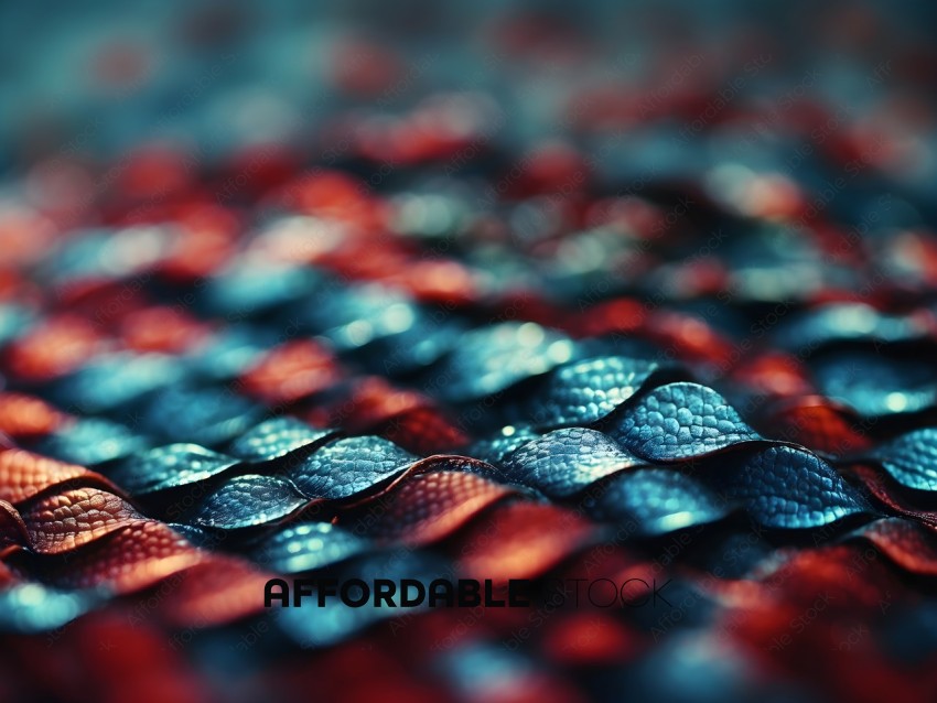 A close up of a blue and red braided fabric