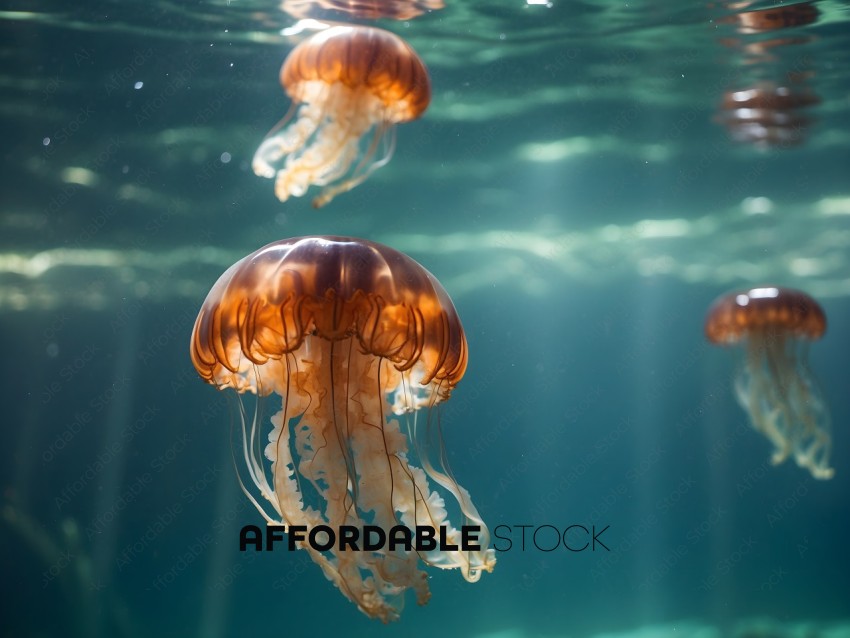 A group of jellyfish in the water
