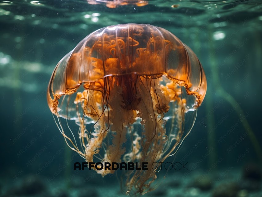 A close up of a jellyfish with its tentacles extended