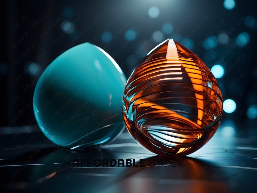 A glass sculpture and a glass egg