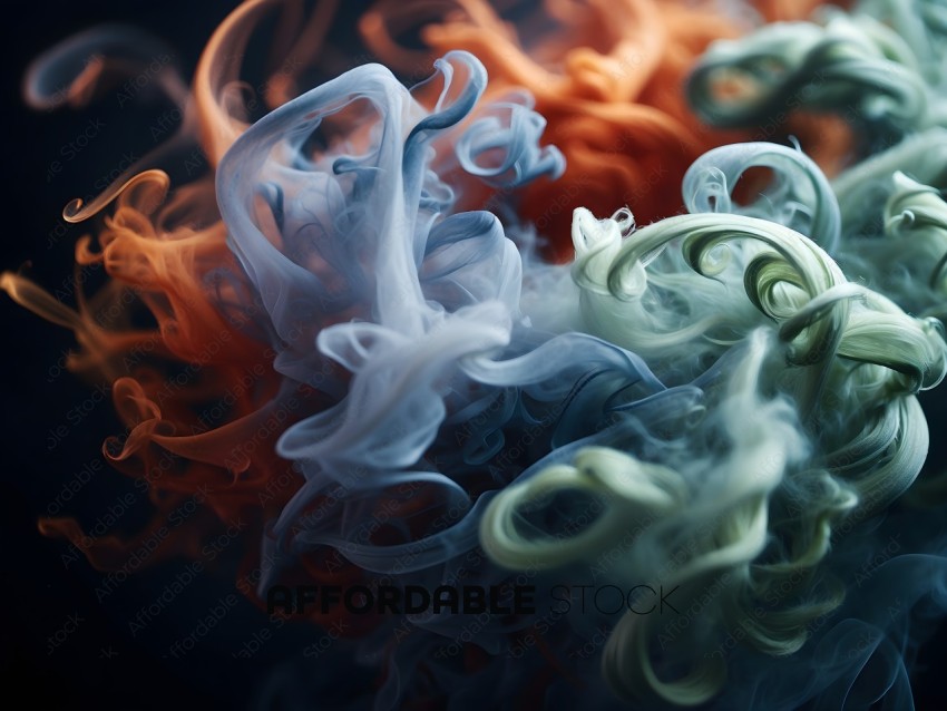 Smoke from a fireplace with a blue and green hue