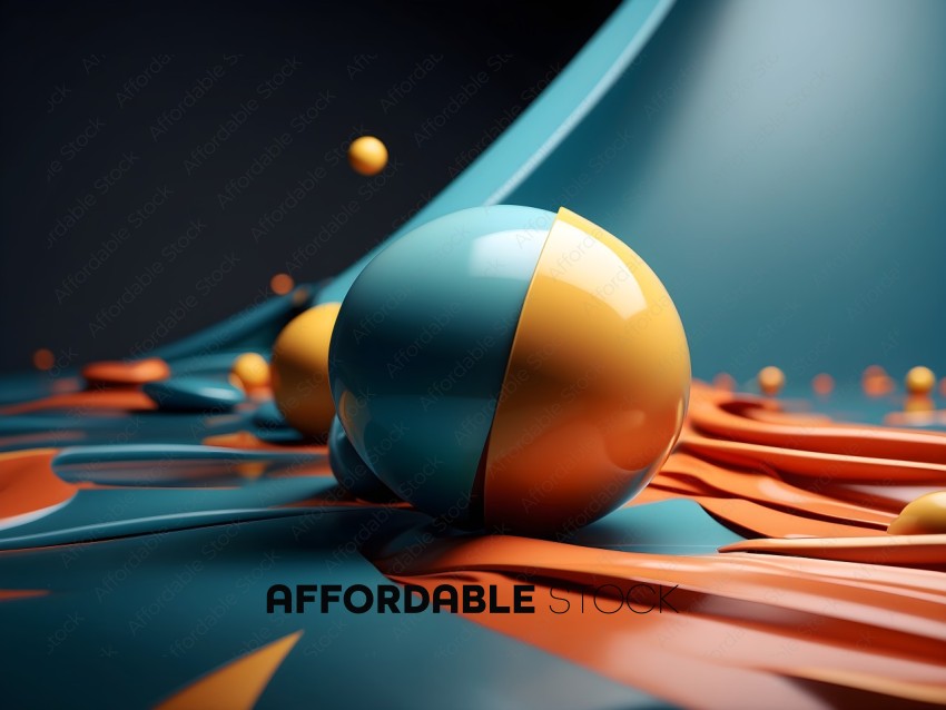 A blue and orange ball on a blue and orange surface