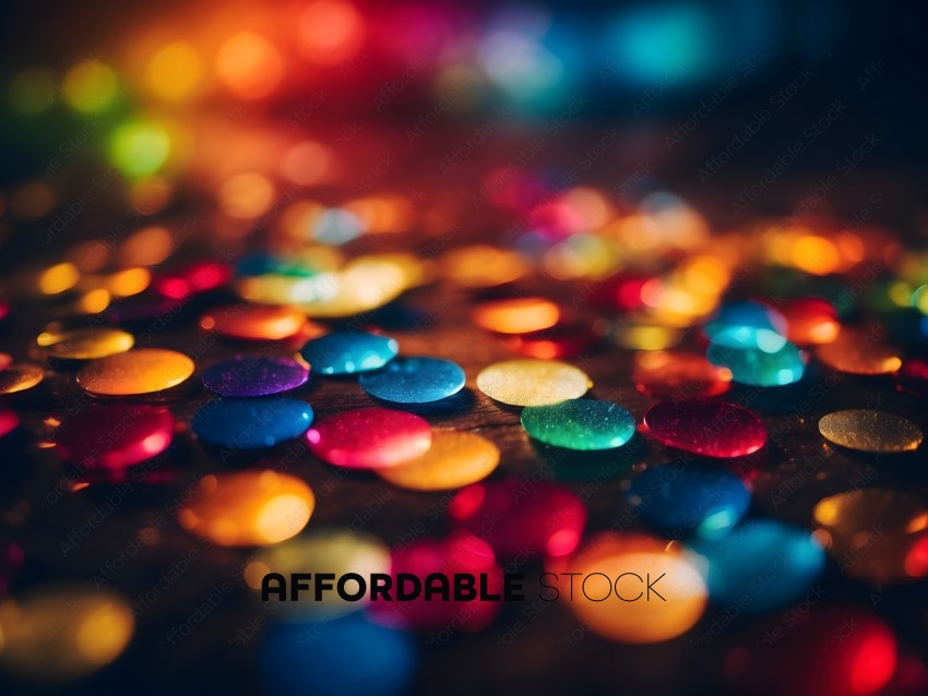 Colorful confetti on a dark surface