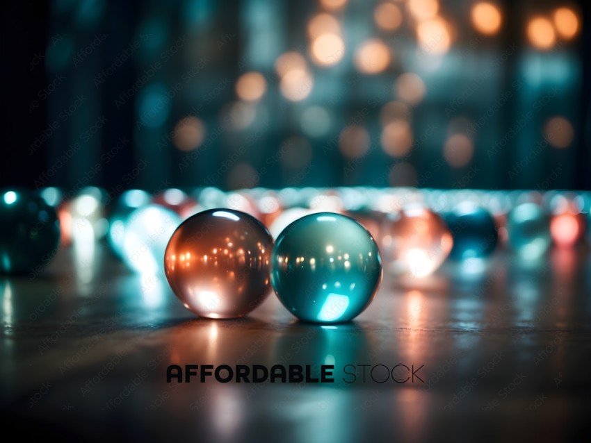 Glowing Balls on Table