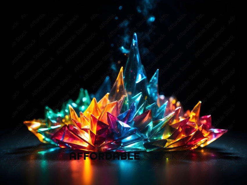 A colorful, glowing crystal structure