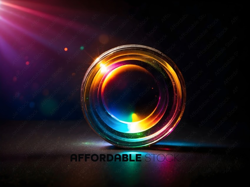A colorful lens on a camera