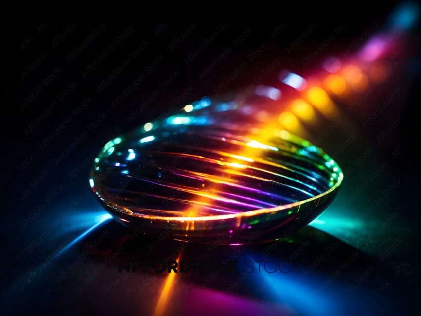 A rainbow colored glass lens
