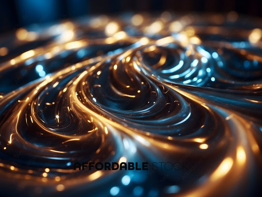 A close up of a liquid with a golden glow