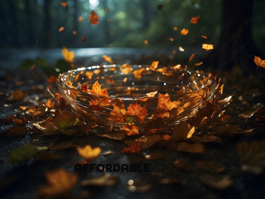 Leaves in a glass bowl
