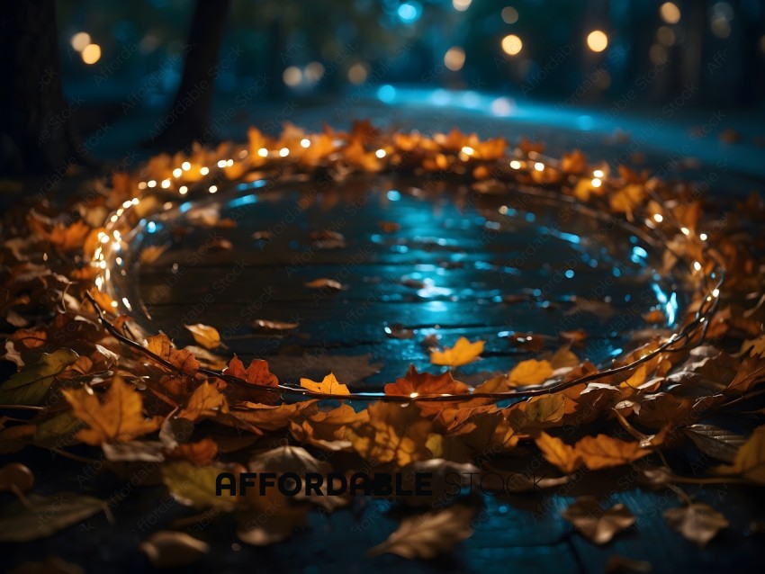 A Leafy Wreath on a Wooden Surface