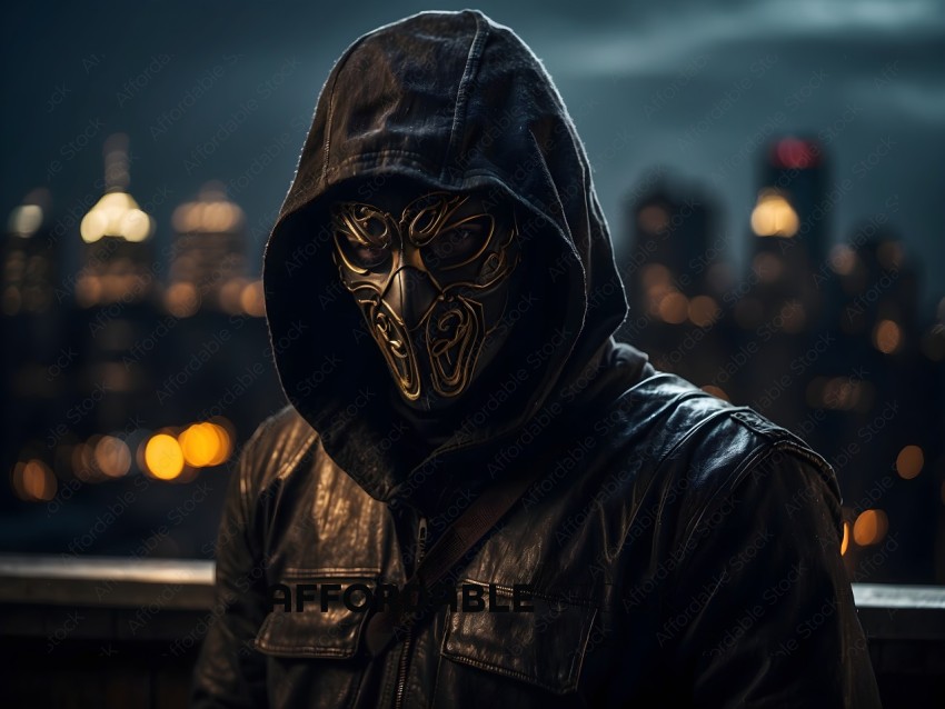 A man wearing a mask and hooded jacket
