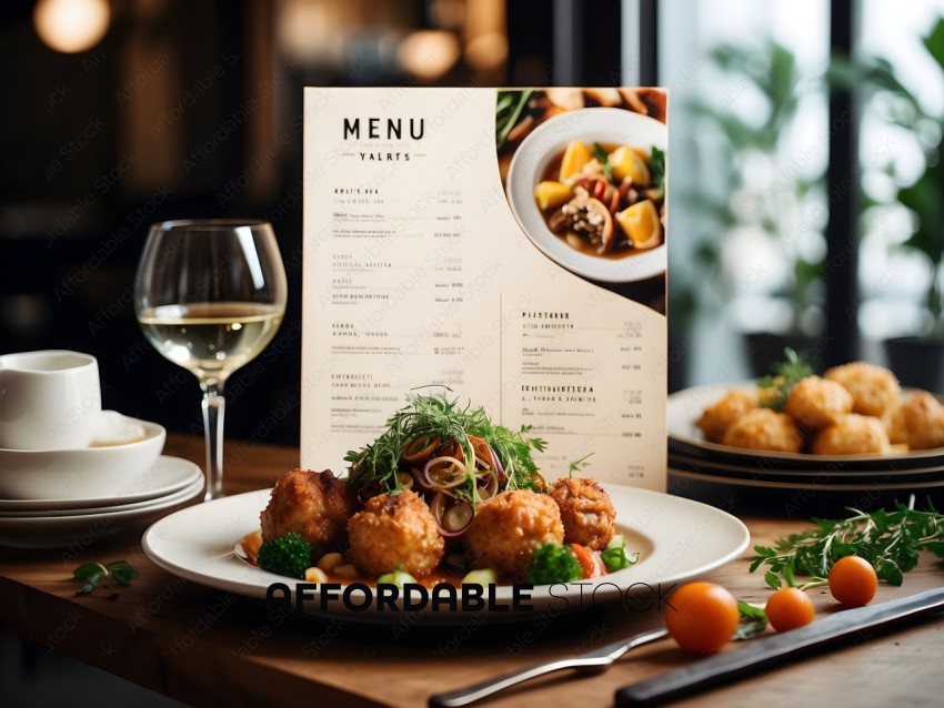 A Menu with a Glass of Wine
