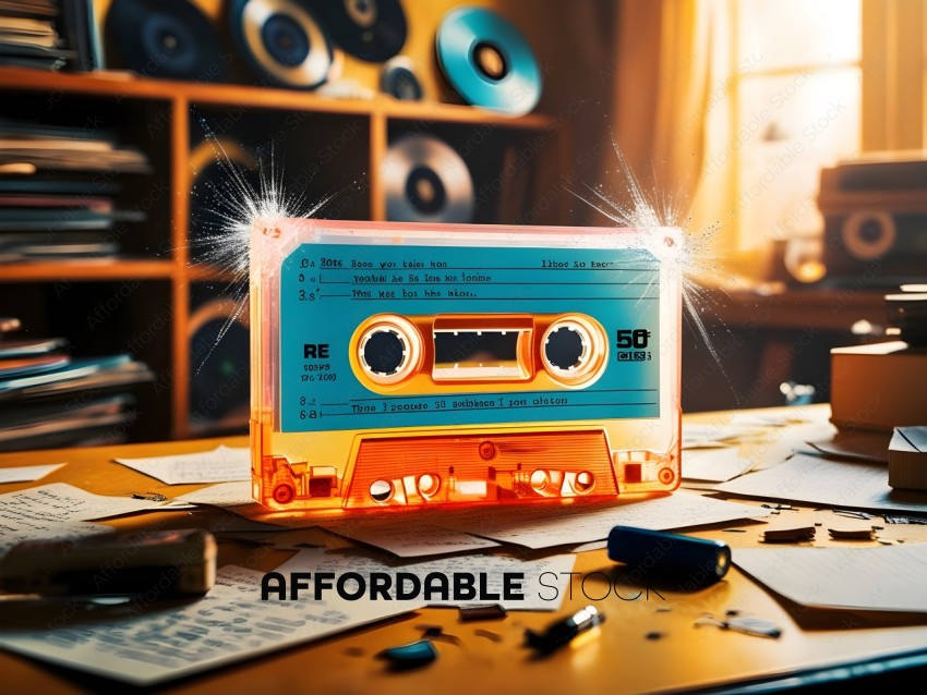 A cassette tape with a song on it