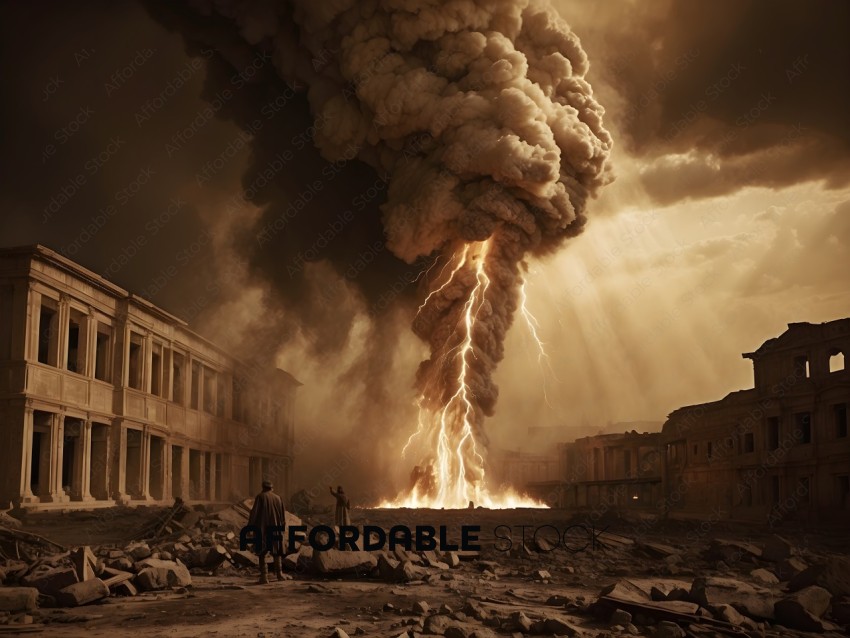 A city is destroyed by a massive explosion