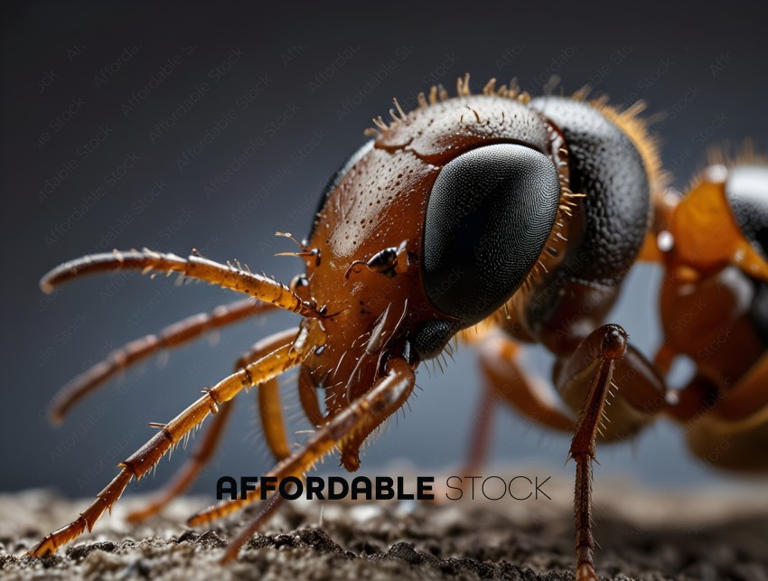 A close up of a brown and black ant