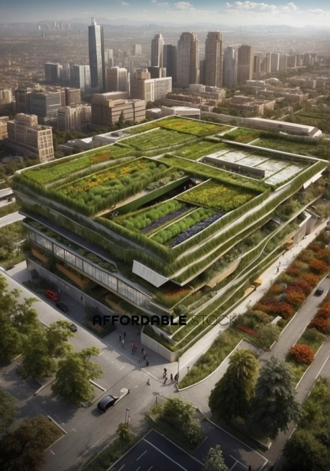 Modern Eco-Friendly Building with Rooftop Garden