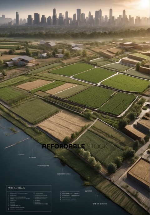 Urban Farming Concept with City Skyline