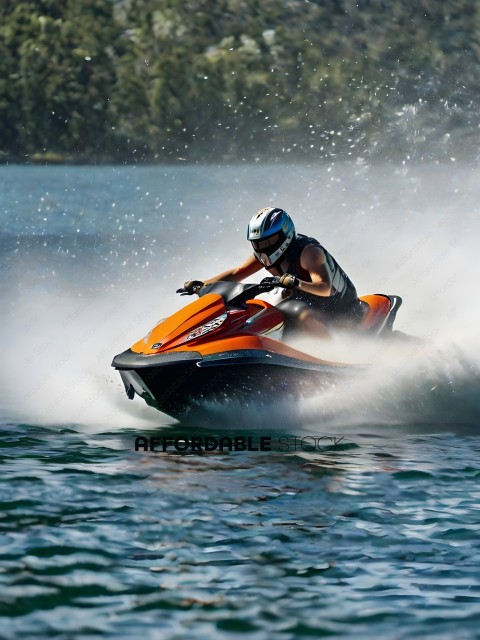 A person riding a jet ski in the water