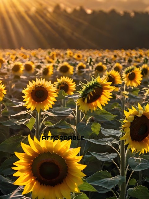 Yellow sunflowers in a field
