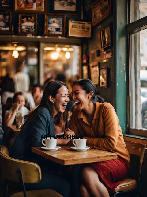 Two Women Laughing at a Restaurant