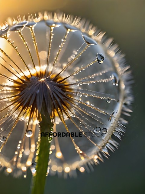A flower with dew drops on it
