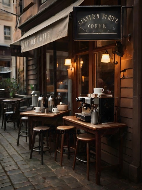 A Coffee Shop with a Coffee Machine and Coffee Cups
