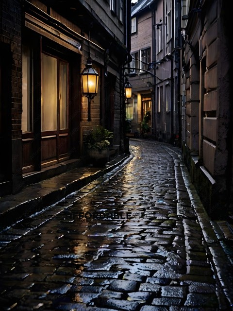 A Rainy Night in an Old City