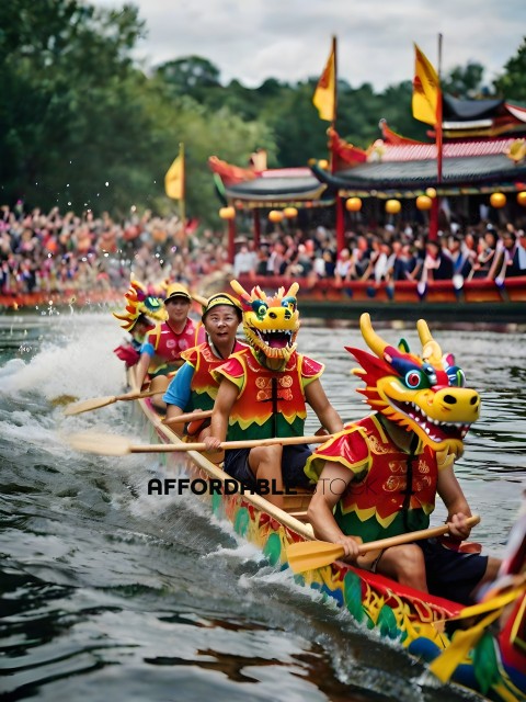 Dragon Boat Team Paddles Through Crowd