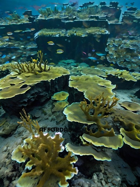 A variety of sea creatures in a coral reef