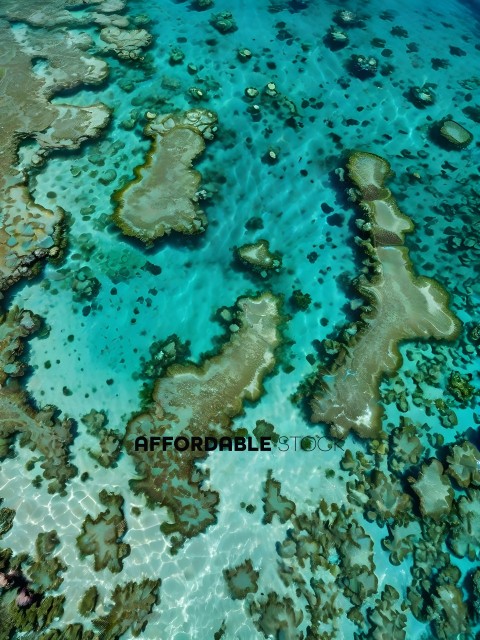 A beautiful blue ocean with coral reefs