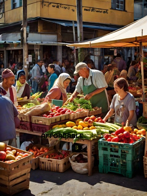 People shopping at an outdoor market