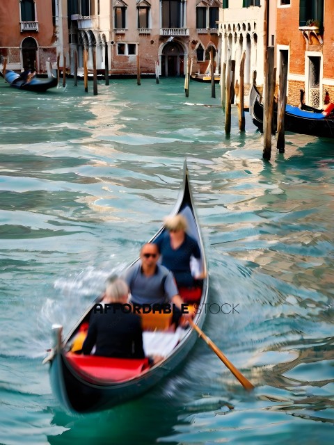 People in a gondola on a river
