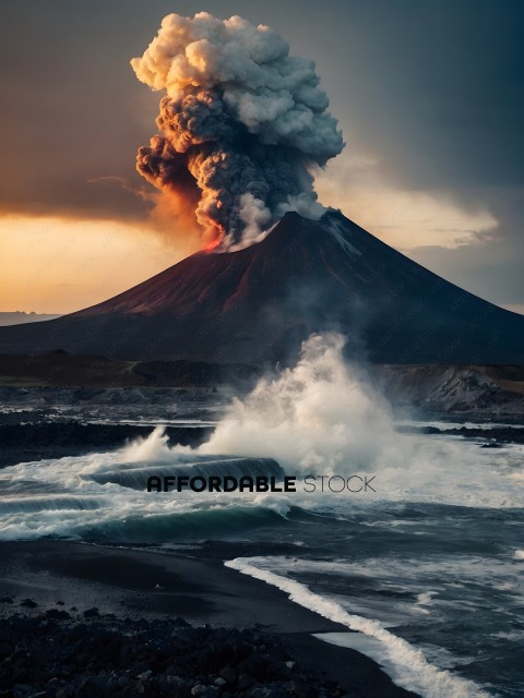 Volcano Erupting with Water