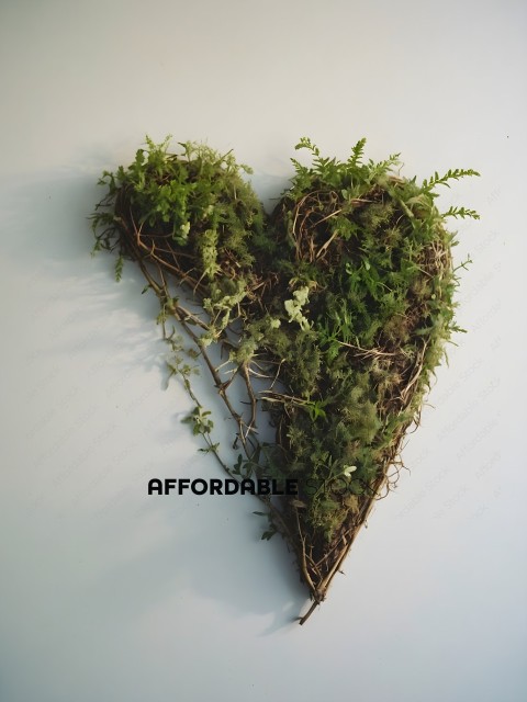 A plant heart made of twigs and moss