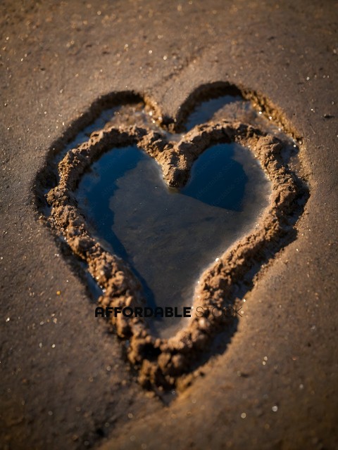 A heart made of sand on the beach