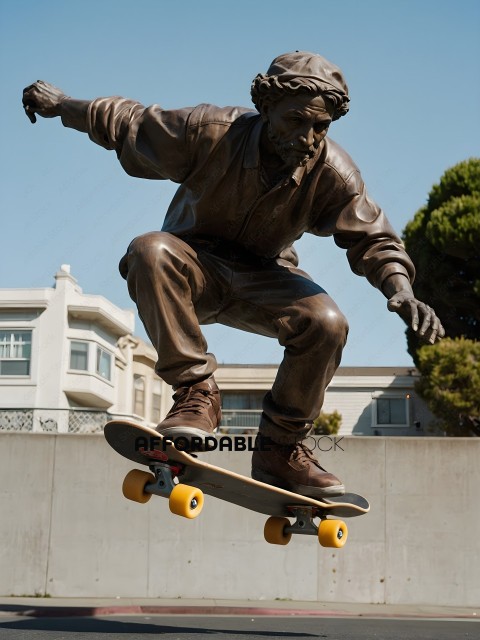 A statue of a man on a skateboard