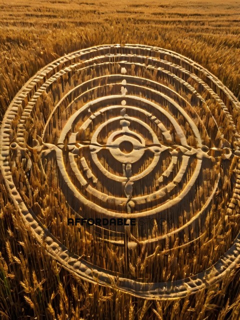 A pattern of interlocking circles made of wheat