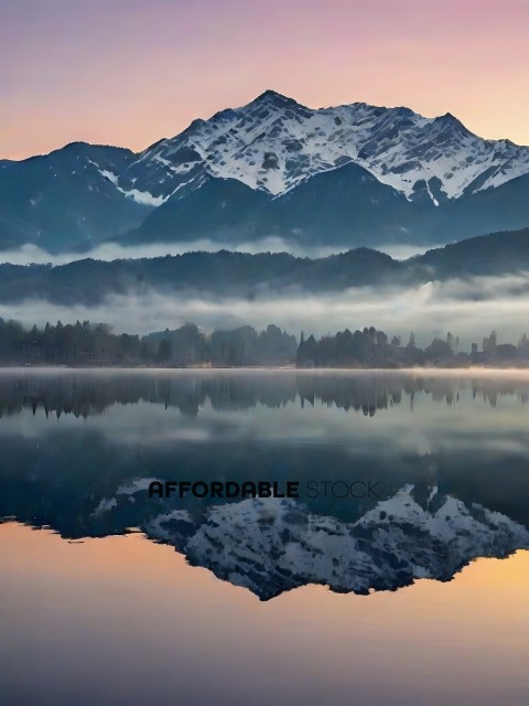 Reflection of a mountain range in a lake