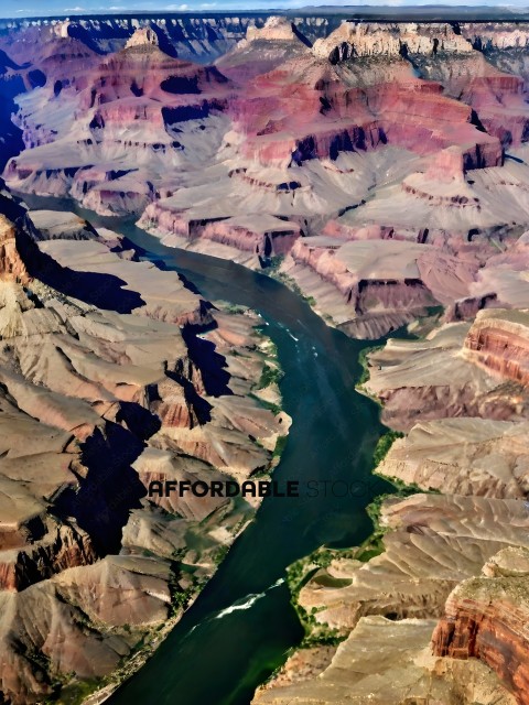 A view of a river flowing through a canyon