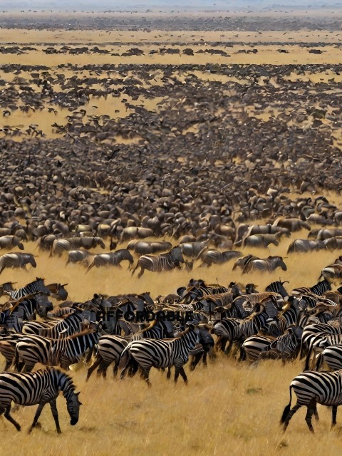Herd of Zebras in a field