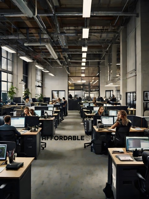 Office workers in a large open space