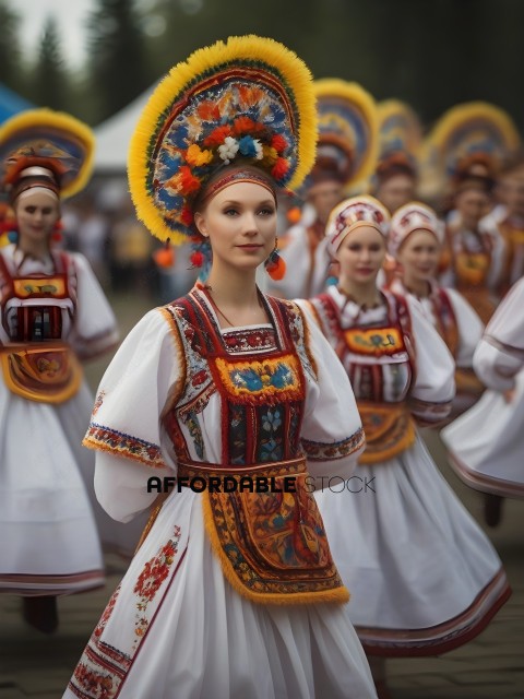 A group of women wearing traditional costumes
