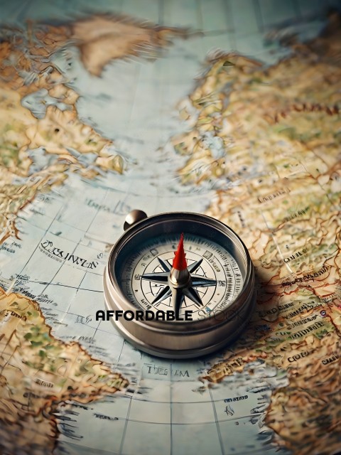 A compass on a map of the world