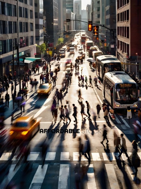 People crossing a busy street