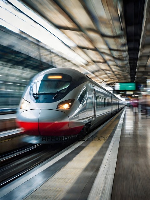 A bullet train moving at high speed